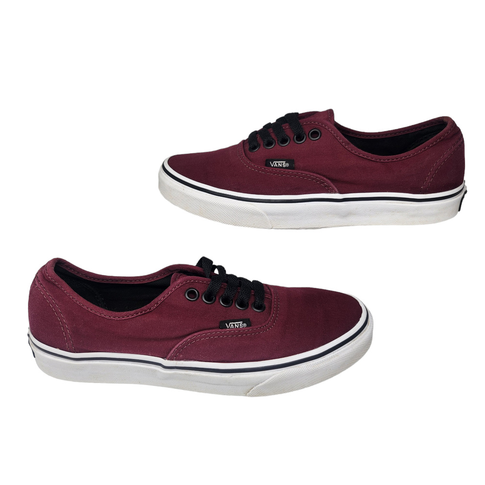 Vans Shoes Womens 8 Maroon Red White Low Tops Skate Skateboarding Comfy Lace Up
